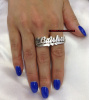 Silver Two Finger Name Ring- Script